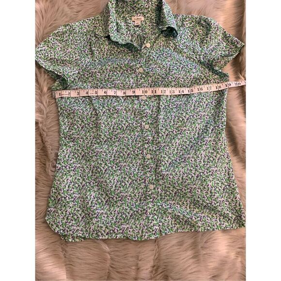 L.L. Bean: Green Floral Print Casual Shirt Small - Picture 9 of 9